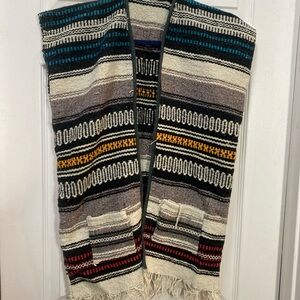 Striped Multicolor unisex Boho Hippie Southwestern Fringe Woven Vest